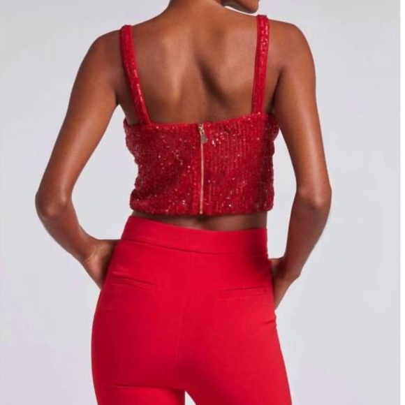 NWT Generation Love Estella Sequin Crop Tank Top Rouge Red M - Picture 2 of 6